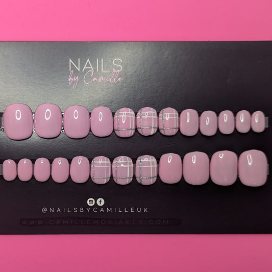 Pink Tartan - Set of 24 Press-On Nails